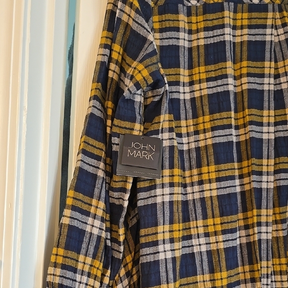 Jonh Mark Plaid Long Sleeve Shirt Dress - Picture 8 of 14